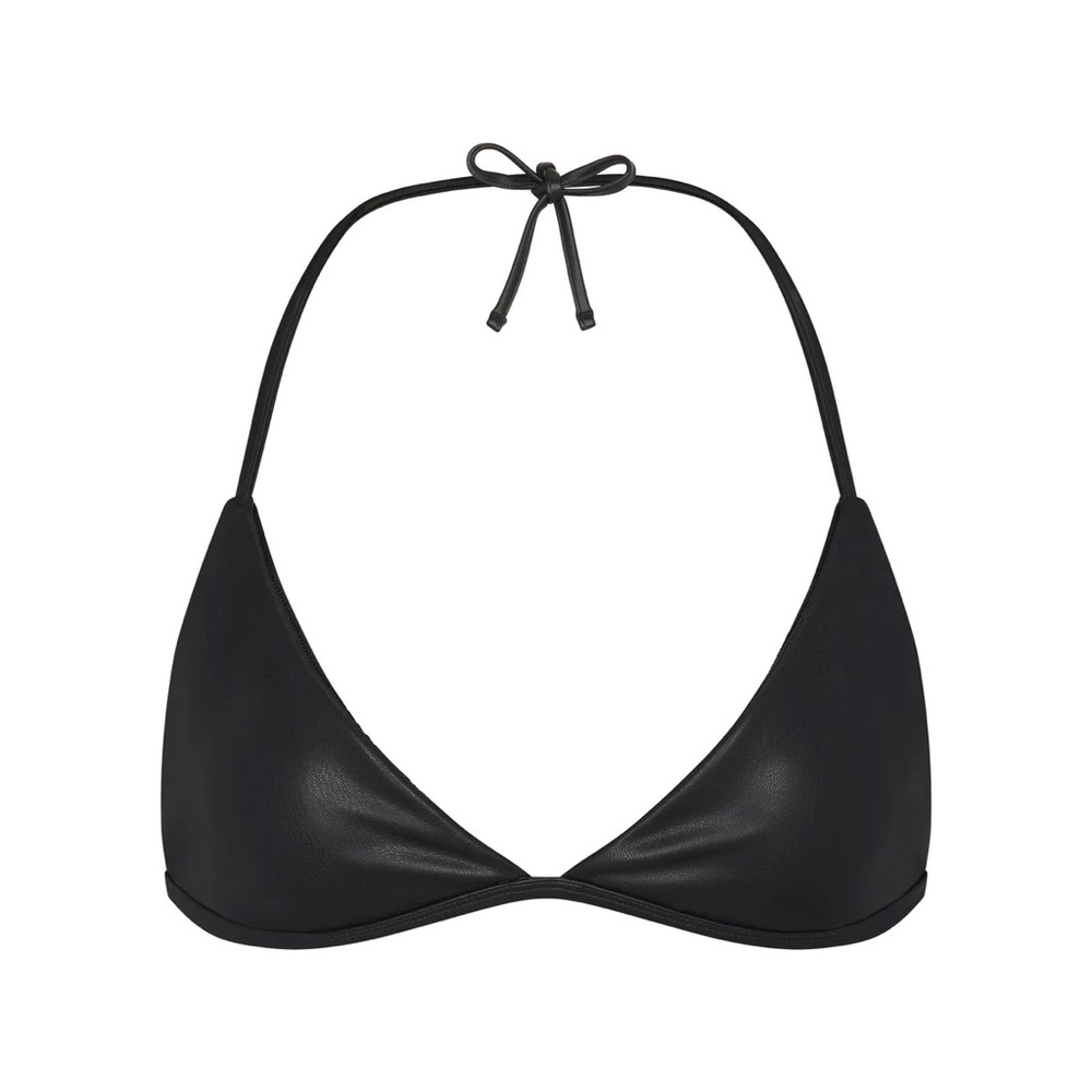 NWT SKIMS Faux Leather Tie Bralette in Onyx